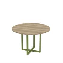 Mesa de Reunião Redonda Tubular P25 Pandin 1,10 M Noce Naturale e Verde