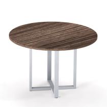 Mesa de Reunião Redonda Tubular P25 Pandin 1,10 M Walnut e Cinza