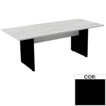 Mesa de Reunião Retangular 200 x 90 cm Pé Painel PE25 em MDP Preta com Base Preta