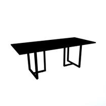 Mesa de Reunião Retangular 200 x 90 cm Pé Tub PE25 em MDP Cor Preta Base Preta Mesa de Reunião Retangular 200 x 90 cm Pé Tub PE25 em MDP Cor Preta Base Preta