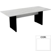 Mesa de Reunião Retangular 260 x 120 cm Pé Painel PE25 em MDP Cor Branca Base Branca Mesa de Reunião Retangular 260 x 120 cm Pé Painel PE25 em MDP Cor Branca Base Branca