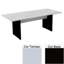 Mesa de Reunião Retangular 260 x 120 cm Pé Painel PE25 em MDP Cor Cinza Base Preta
