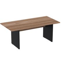 Mesa de Reunião Retangular 260 x 120 cm Pé Painel PE25 em MDP Cor Noce Naturalle Base Preta