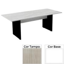 Mesa de Reunião Retangular 260 x 120 cm Pé Painel PE25 em MDP Cor Nogueira CasaBlanca Base Branca