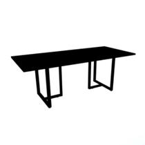 Mesa de Reunião Retangular 260 x 120 cm Pé Tubular PE25 em MDP Cor Preta Mesa de Reunião Retangular 260 x 120 cm Pé Tubular PE25 em MDP Cor Preta
