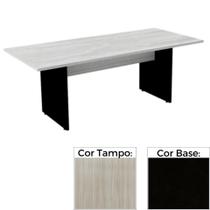Mesa de Reunião Retangular 260 x120 cm Pé Painel PE25 em MDP Cor Nogueira CasaBlanca Base Preta Mesa de Reunião Retangular 260 x120 cm Pé Painel PE25 em MDP Cor Nogueira CasaBlanca Base Preta