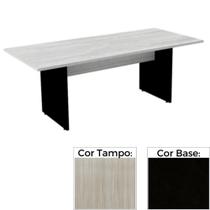 Mesa de Reunião Retangular 260 x120 cm Pé Painel PE25 em MDP Cor Nogueira CasaBlanca Base Preta