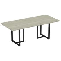 Mesa de Reunião Retangular 260 x120 cm Pé Tubular PE25 em MDP Cor Nogueira CasaBlanca Base Preta