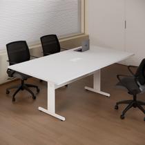 Mesa de Reunião Retangular 6 Lugares Pé Metálico com Caixa Tomada 200x110cm Yescasa Mesa de Reunião Retangular 6 Lugares Pé Metálico com Caixa Tomada 200x110cm Yescasa