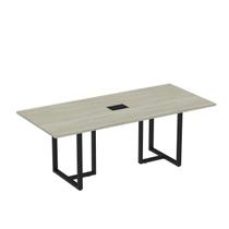 Mesa de Reunião Retangular com Power Box 200x90cm MR2000P25TUB Bege/Nogueira Casablanca/Preto Mesa de Reunião Retangular com Power Box 200x90cm MR2000P25TUB Bege/Nogueira Casablanca/Preto