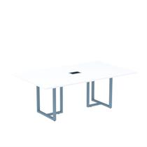 Mesa de Reunião Retangular com Power Box 200x90cm MR2000P25TUB Branco/Azul Dali