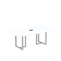Mesa de Reunião Retangular com Power Box 200x90cm MR2000P25TUB Branco/Cinza