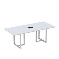 Mesa de Reunião Retangular com Power Box 200x90cm MR2000P25TUB Branco