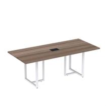 Mesa de Reunião Retangular com Power Box 200x90cm MR2000P25TUB Branco/Walnut