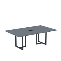Mesa de Reunião Retangular com Power Box 200x90cm MR2000P25TUB Cinza/Grafito/Azul Delrei