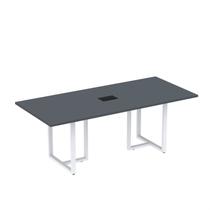 Mesa de Reunião Retangular com Power Box 200x90cm MR2000P25TUB Cinza/Grafito/Branco