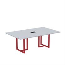 Mesa de Reunião Retangular com Power Box 200x90cm MR2000P25TUB Cinza/Vermelho