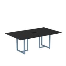 Mesa de Reunião Retangular com Power Box 200x90cm MR2000P25TUB Preto/Azul Dali
