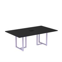 Mesa de Reunião Retangular com Power Box 200x90cm MR2000P25TUB Preto/Lilás