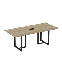 Mesa de Reunião Retangular com Power Box 200x90cm MR2000P25TUB Preto/Noce Marromle