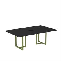 Mesa de Reunião Retangular com Power Box 200x90cm MR2000P25TUB Preto/Verde Mesa de Reunião Retangular com Power Box 200x90cm MR2000P25TUB Preto/Verde
