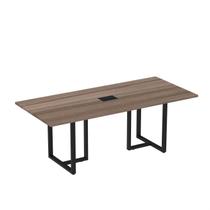 Mesa de Reunião Retangular com Power Box 200x90cm MR2000P25TUB Preto/Walnut