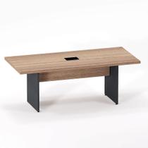 Mesa De Reunião Retangular Com Power Box PE 40 Pandin 2,00 M Noce Naturale e Grafito Mesa De Reunião Retangular Com Power Box PE 40 Pandin 2,00 M Noce Naturale e Grafito