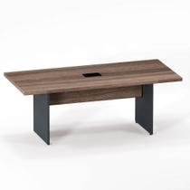 Mesa De Reunião Retangular Com Power Box PE 40 Pandin 2,00 M Walnut e Grafito Mesa De Reunião Retangular Com Power Box PE 40 Pandin 2,00 M Walnut e Grafito