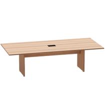 Mesa de Reunião Retangular com Power Box Pé Painel P25 Pandin 2,6 M Noce Naturale