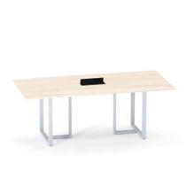 Mesa de Reunião Retangular com Power Box Tubular P25 Pandin 2,0 M Casablanca e Cinza