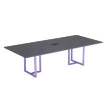 Mesa de Reunião Retangular com Power Box Tubular P25 Pandin 2,0 M Grafito e Lilas