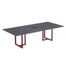 Mesa de Reunião Retangular com Power Box Tubular P25 Pandin 2,0 M Grafito e Vermelho
