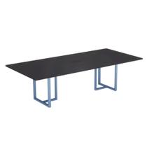 Mesa de Reunião Retangular com Power Box Tubular P25 Pandin 2,0 M Preto e Azul Dali
