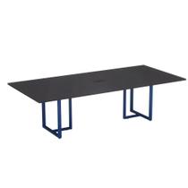 Mesa de Reunião Retangular com Power Box Tubular P25 Pandin 2,0 M Preto e Azul Del Rey