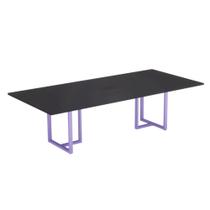 Mesa de Reunião Retangular com Power Box Tubular P25 Pandin 2,0 M Preto e Lilas