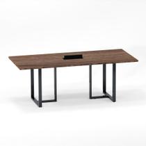 Mesa de Reunião Retangular com Power Box Tubular P25 Pandin 2,0 M Walnut e Grafito