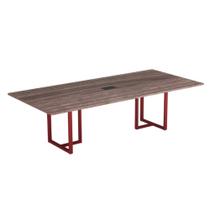 Mesa de Reunião Retangular com Power Box Tubular P25 Pandin 2,0 M Walnut e Vermelho Mesa de Reunião Retangular com Power Box Tubular P25 Pandin 2,0 M Walnut e Vermelho