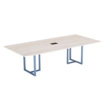 Mesa de Reunião Retangular com Power Box Tubular P25 Pandin 2,6 M Casablanca e Azul Dali Mesa de Reunião Retangular com Power Box Tubular P25 Pandin 2,6 M Casablanca e Azul Dali