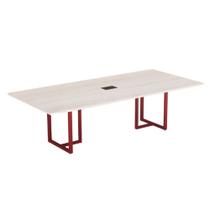 Mesa de Reunião Retangular com Power Box Tubular P25 Pandin 2,6 M Casablanca e Vermelho