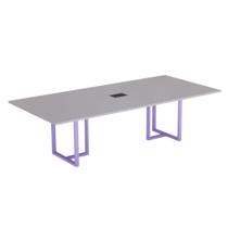 Mesa de Reunião Retangular com Power Box Tubular P25 Pandin 2,6 M Cinza e Lilas