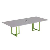 Mesa de Reunião Retangular com Power Box Tubular P25 Pandin 2,6 M Cinza e Verde