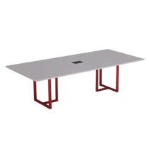 Mesa de Reunião Retangular com Power Box Tubular P25 Pandin 2,6 M Cinza e Vermelho