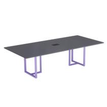 Mesa de Reunião Retangular com Power Box Tubular P25 Pandin 2,6 M Grafito e Lilas