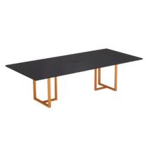 Mesa de Reunião Retangular com Power Box Tubular P25 Pandin 2,6 M Preto e Laranja Mesa de Reunião Retangular com Power Box Tubular P25 Pandin 2,6 M Preto e Laranja