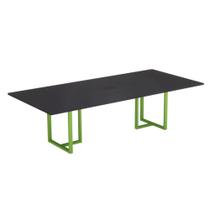 Mesa de Reunião Retangular com Power Box Tubular P25 Pandin 2,6 M Preto e Verde