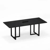 Mesa de Reunião Retangular com Power Box Tubular P25 Pandin 2,6 M Preto