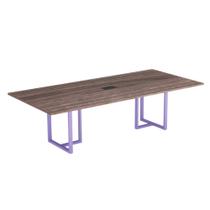 Mesa de Reunião Retangular com Power Box Tubular P25 Pandin 2,6 M Walnut e Lilas