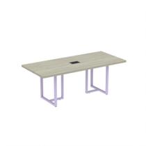 Mesa De Reunião Retangular Com Power Box Tubular PE 40 Pandin 2,00 M Casablanca e Lilas