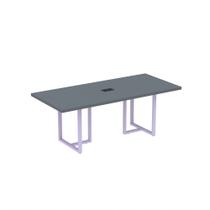 Mesa De Reunião Retangular Com Power Box Tubular PE 40 Pandin 2,00 M Grafito e Lilas Mesa De Reunião Retangular Com Power Box Tubular PE 40 Pandin 2,00 M Grafito e Lilas