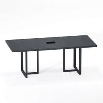 Mesa De Reunião Retangular Com Power Box Tubular PE 40 Pandin 2,00 M Grafito